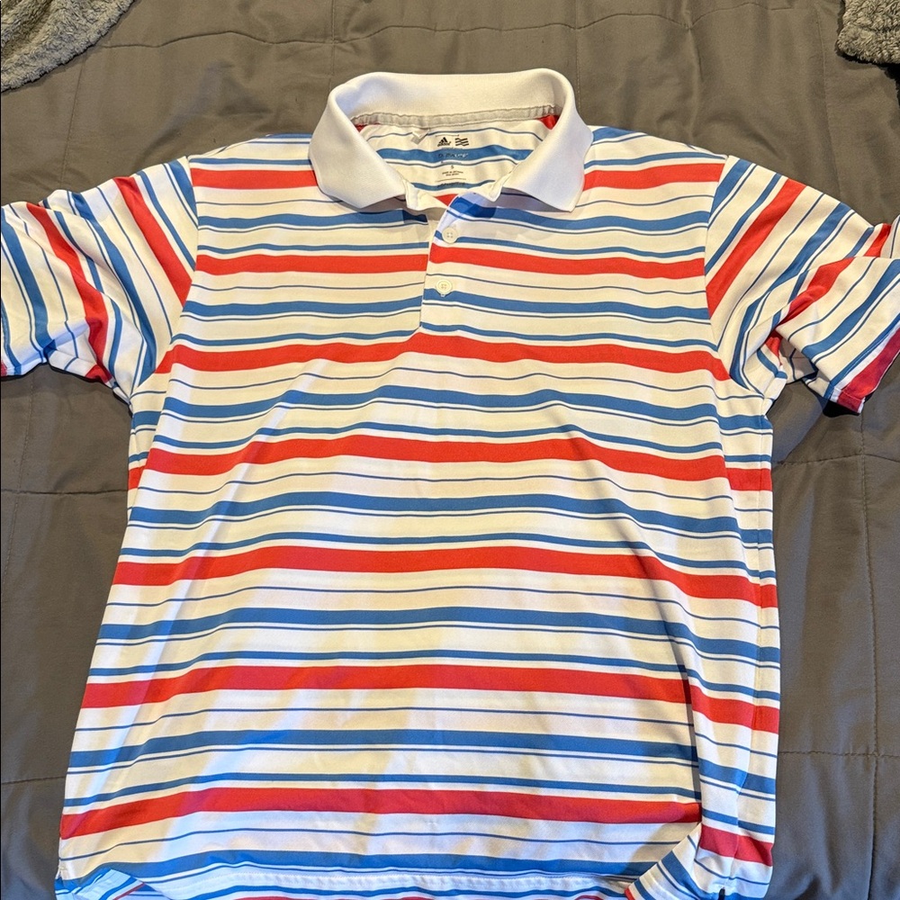 adidas Men's Polo Shirt with Red, white and blue Stripes